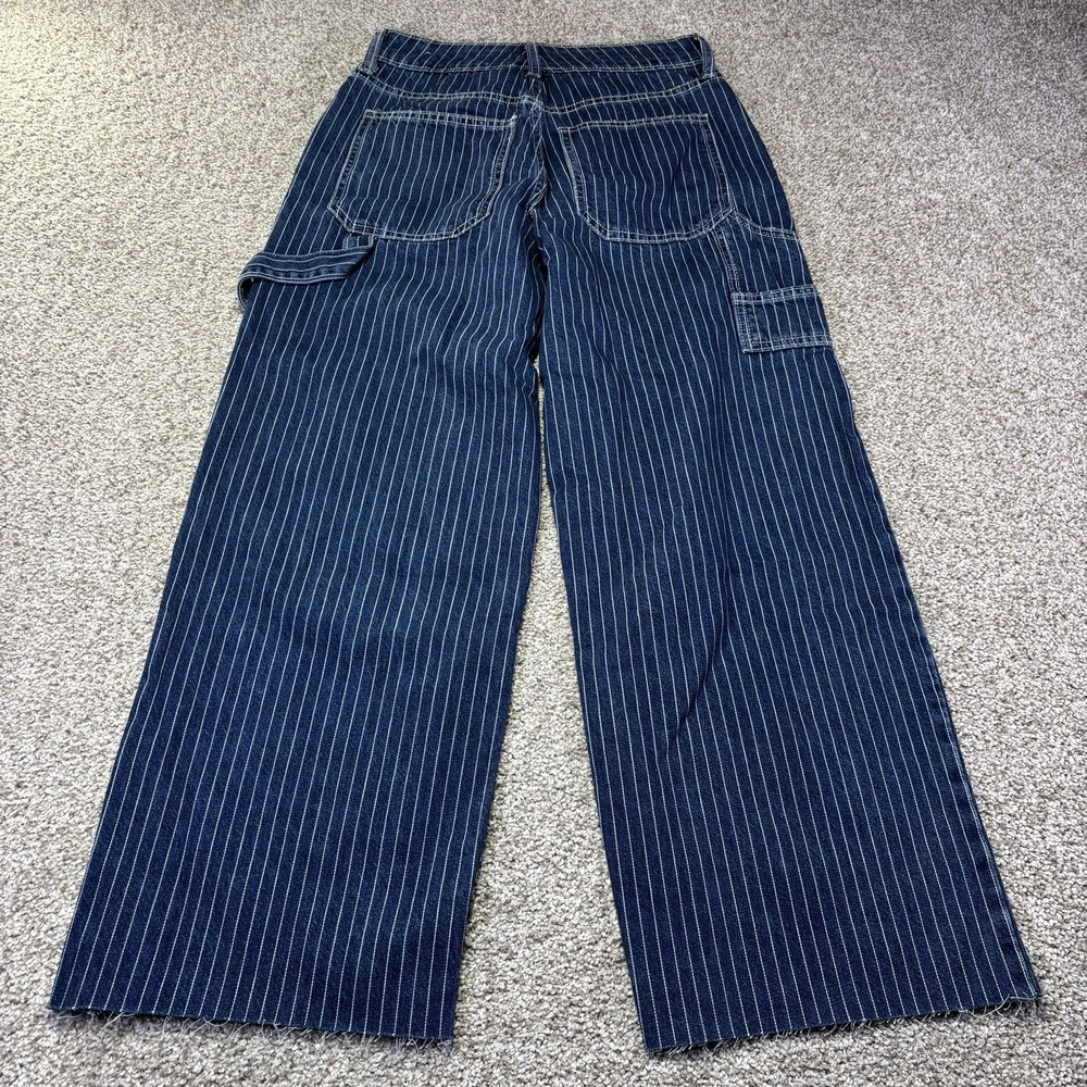 Wild Fable Low Rise Baggy Jeans Womens 0 Blue Dark Wash Wide Leg Striped Denim